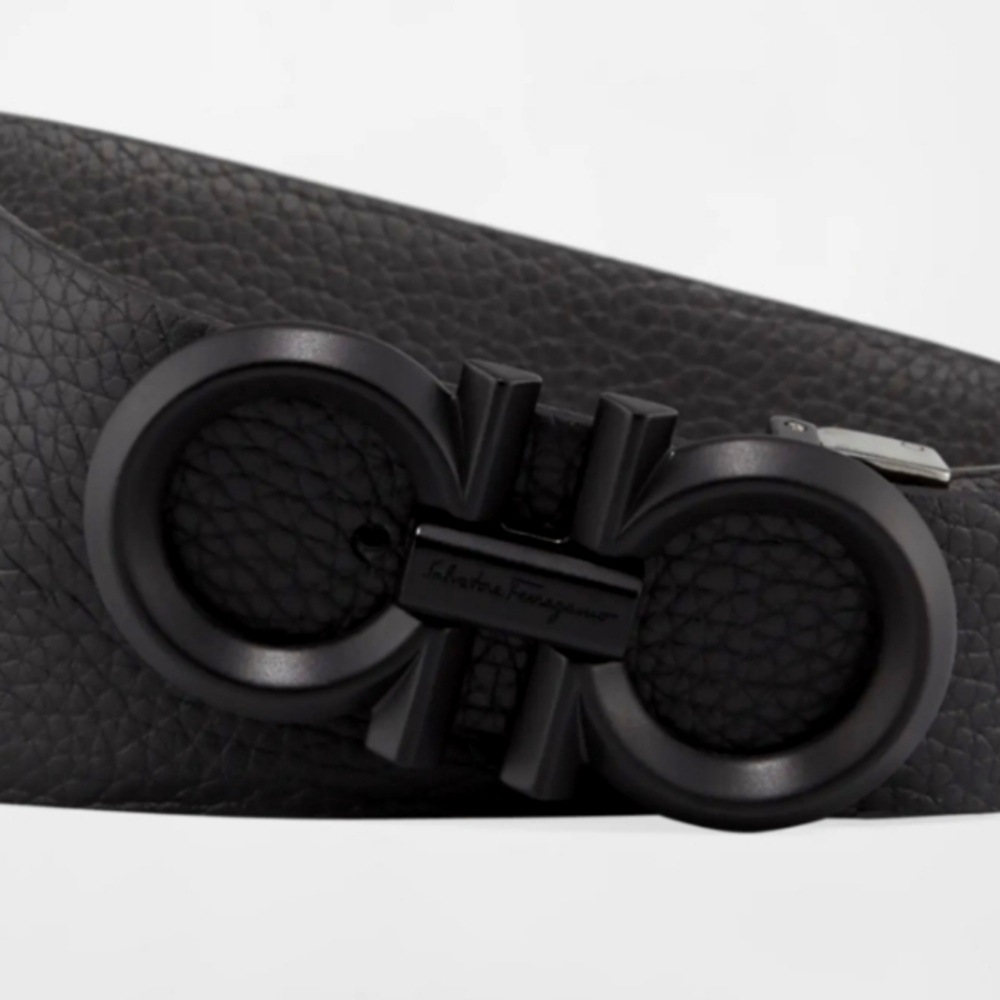 Salvatore Ferragamo REVERSIBLE  Black/Charcoal  Leather Belt